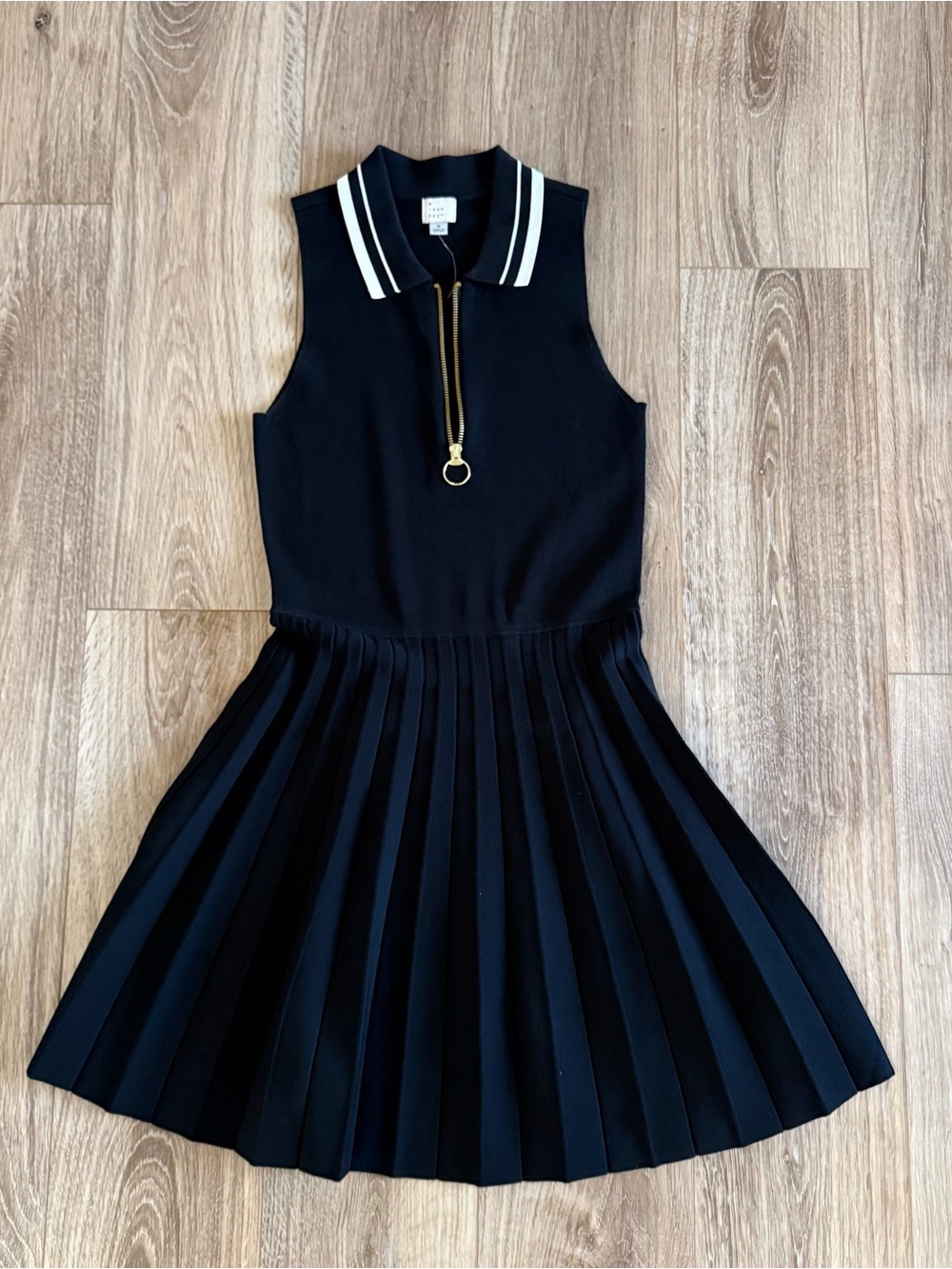 Worn once Target small LBD black dress tennis style neck collar zip chest